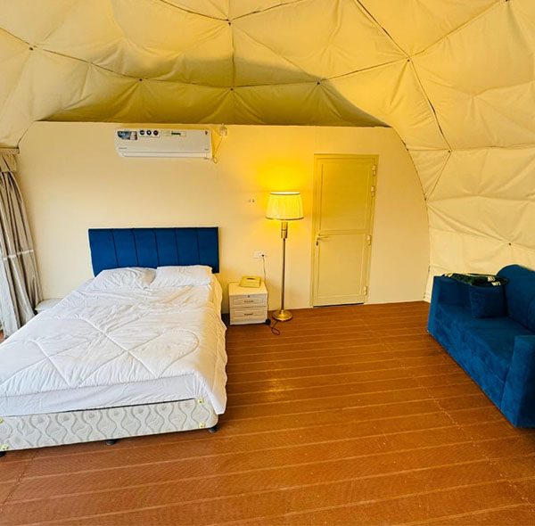 Dome tent with double bed for the overnight desert safari